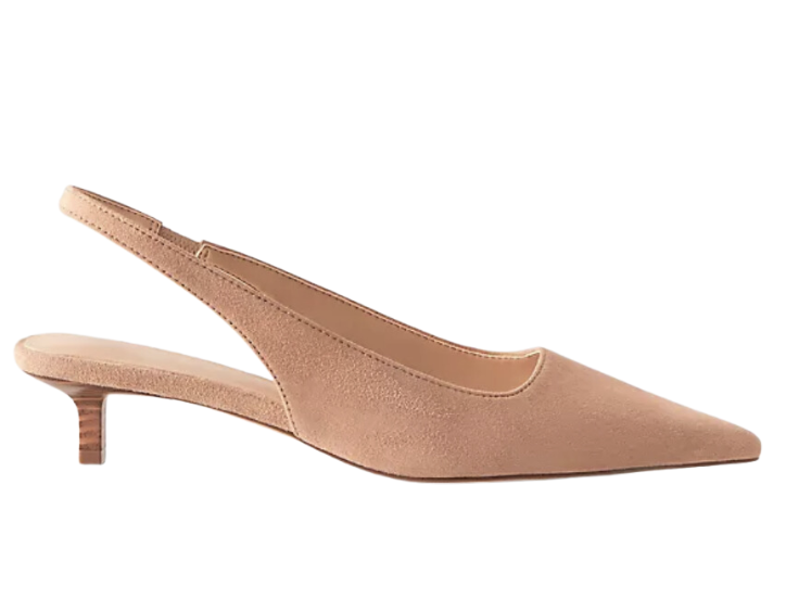 Suede Kitten Heel Slingback Pumps